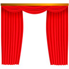 red curtains open realistic 3D illustration isolated on a white background