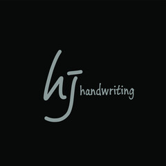 hj Initial handwriting logo vector