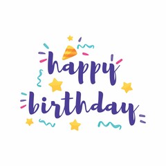 Happy Birthday. Greeting card, T-shirt design. Modern handwritten brushes isolated white background letters vector.