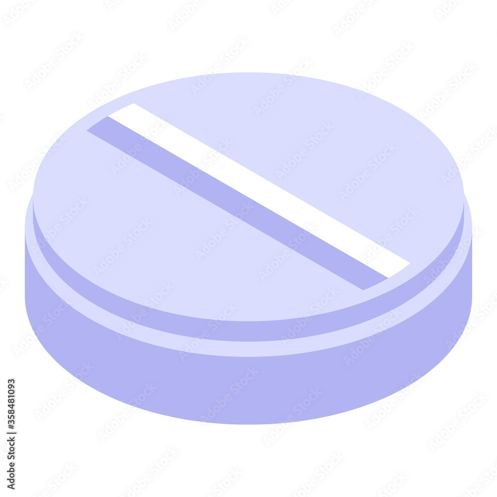 Poster round pill icon. isometric of round pill vector icon for web design isolated on white background