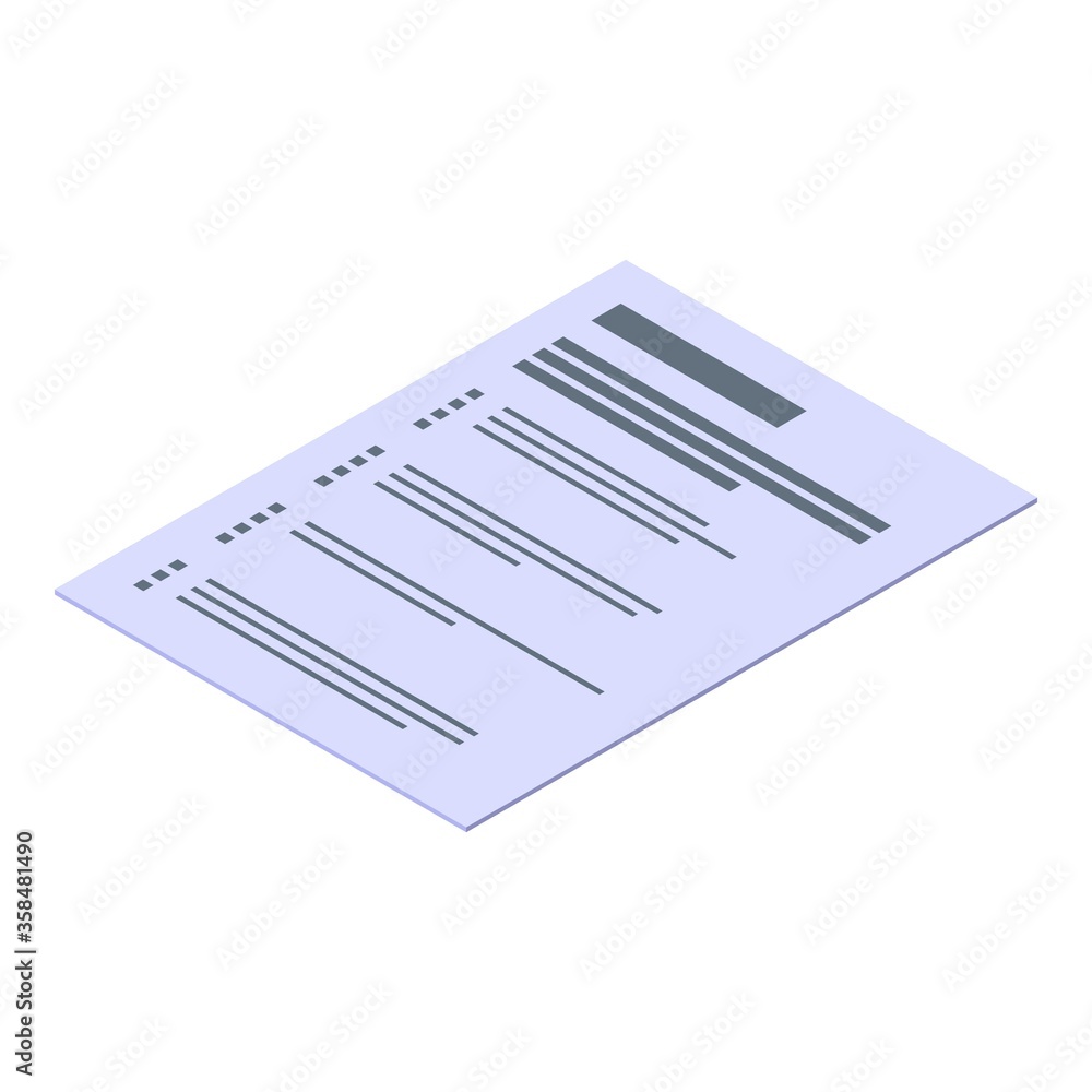 Poster paper exam test icon. isometric of paper exam test vector icon for web design isolated on white back