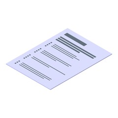 Paper exam test icon. Isometric of paper exam test vector icon for web design isolated on white background