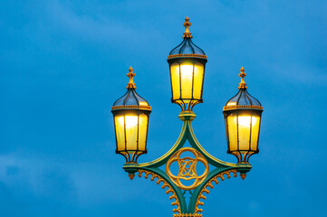 Fototapeta na wymiar Vintage street lamp in the center of London, England, UK
