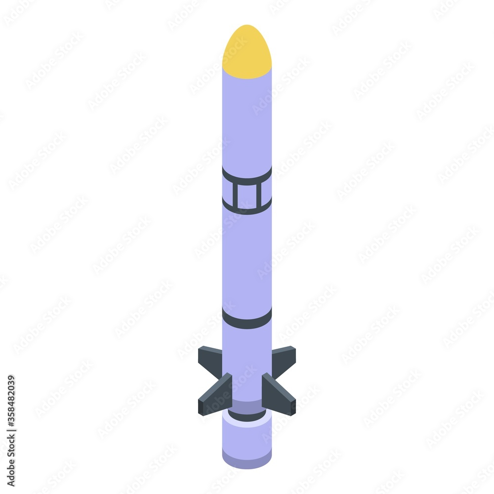 Poster flight missile icon. isometric of flight missile vector icon for web design isolated on white backgr