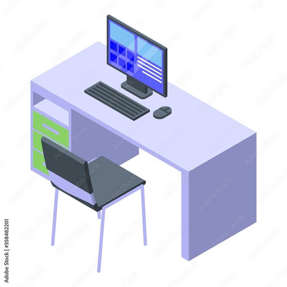 Poster mri desktop computer icon. isometric of mri desktop computer vector icon for web design isolated on 