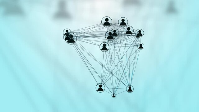 Users Connected in a Decentralized Network, P2P Technology. Concept for Peer to Peer Connections such as Cloud Computing, Storage, Smart Contracts, File Sharing.