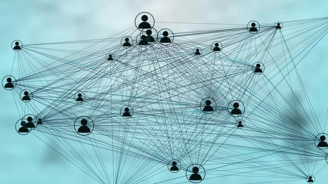 Users Connected in a Decentralized Network, P2P Technology. Concept for Peer to Peer Connections such as Cloud Computing, Storage, Smart Contracts, File Sharing.