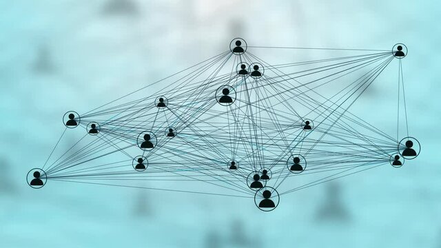 Users Connected in a Decentralized Network, P2P Technology. Concept for Peer to Peer Connections such as Cloud Computing, Storage, Smart Contracts, File Sharing.