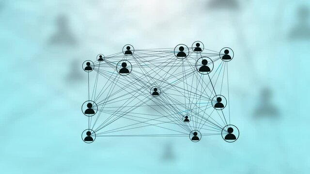 Users Connected in a Decentralized Network, P2P Technology. Concept for Peer to Peer Connections such as Cloud Computing, Storage, Smart Contracts, File Sharing.