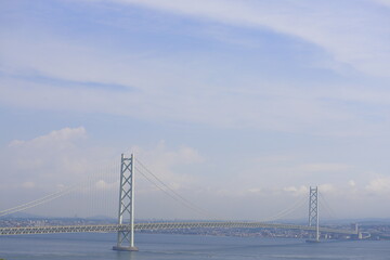 淡路島側から見た明石海峡大橋