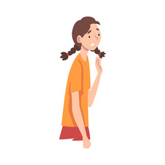 Young Woman Standing Not Knowing What to Do Vector Illustration