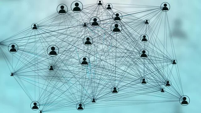 Users Connected in a Decentralized Network, P2P Technology. Concept for Peer to Peer Connections such as Cloud Computing, Storage, Smart Contracts, File Sharing.