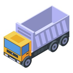 Unloading tipper icon. Isometric of unloading tipper vector icon for web design isolated on white background