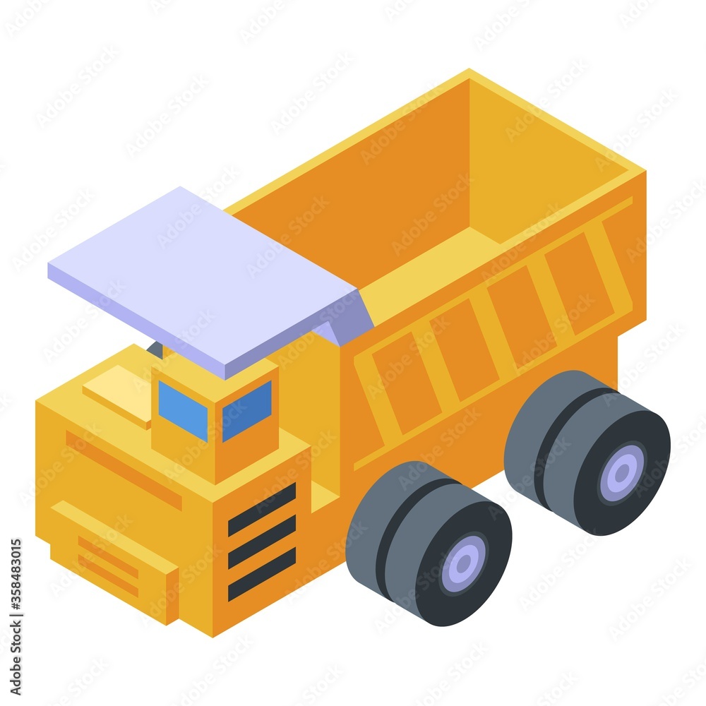 Poster dumper icon. isometric of dumper vector icon for web design isolated on white background