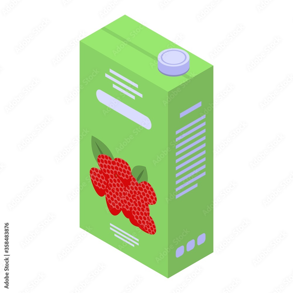 Poster raspberry juice pack icon. isometric of raspberry juice pack vector icon for web design isolated on 