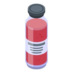 Raspberry juice bottle icon. Isometric of raspberry juice bottle vector icon for web design isolated on white background