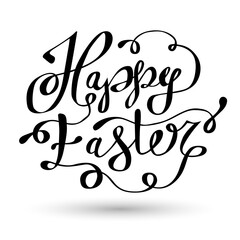 Easter sign - Happy Easter. Easter wish overlay, lettering label design. Retro holiday badge. Hand drawn emblem. Isolated. Religious holiday sign. Easter sign design for web, print