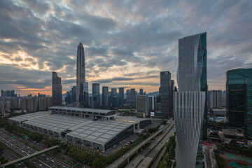 Fototapeta premium City skyline of Futian CBD, Shenzhen, China in the evening