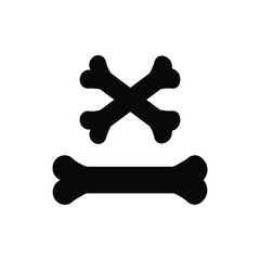 Bone icon. Crossbones pirate symbol. Flat black white sign.