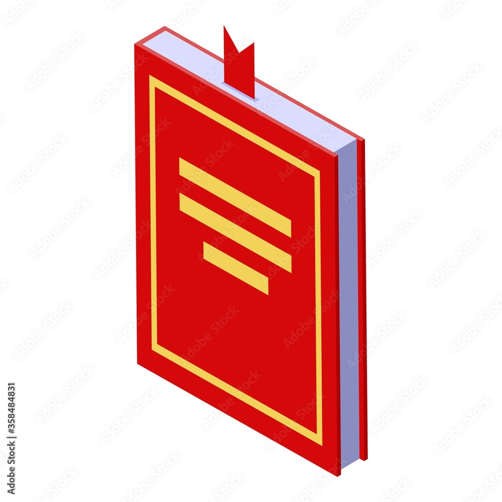 Poster red foreign language book icon. isometric of red foreign language book vector icon for web design is