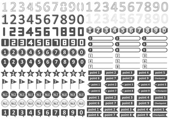 モノクロの数字アイコンセット