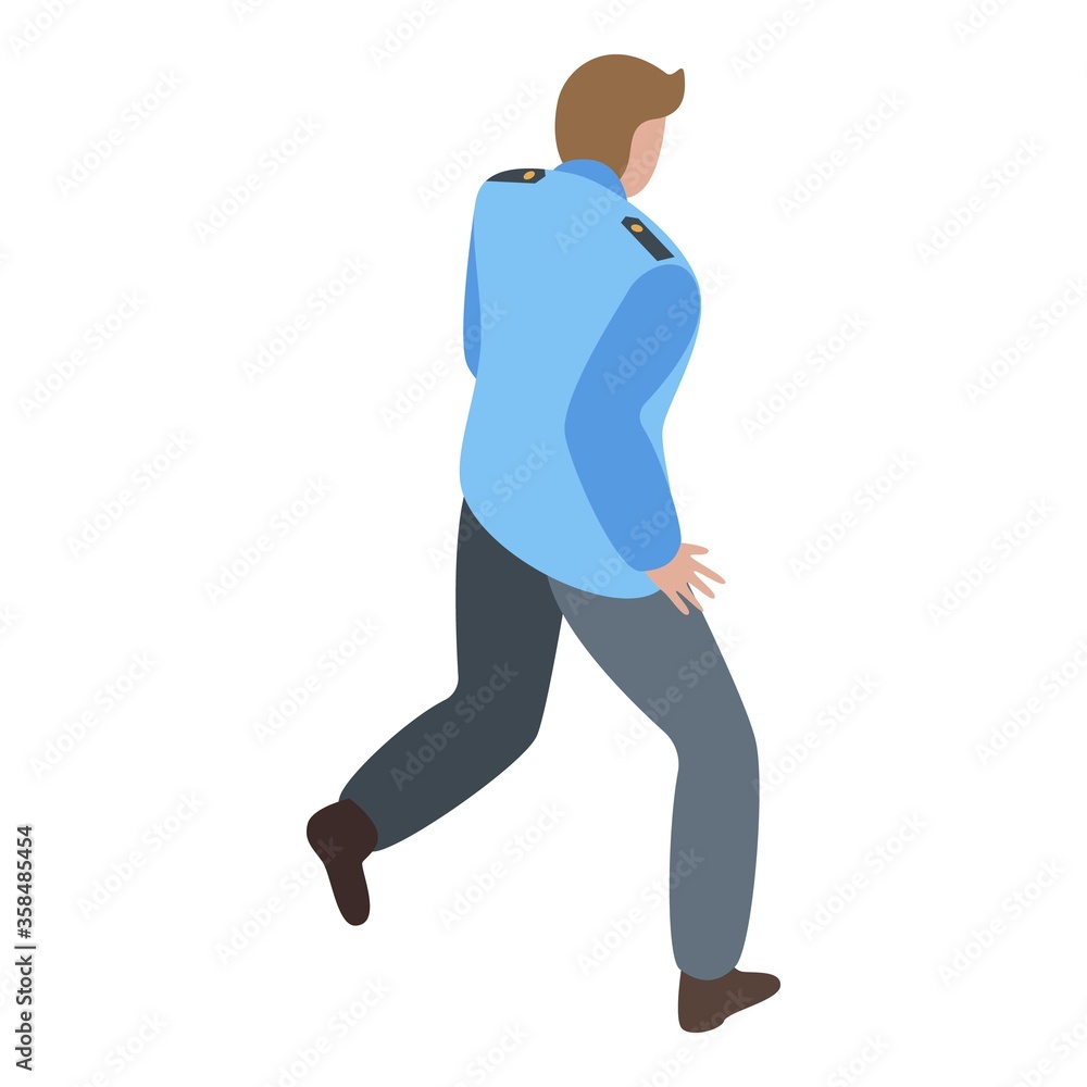 Poster running personal guard icon. isometric of running personal guard vector icon for web design isolated