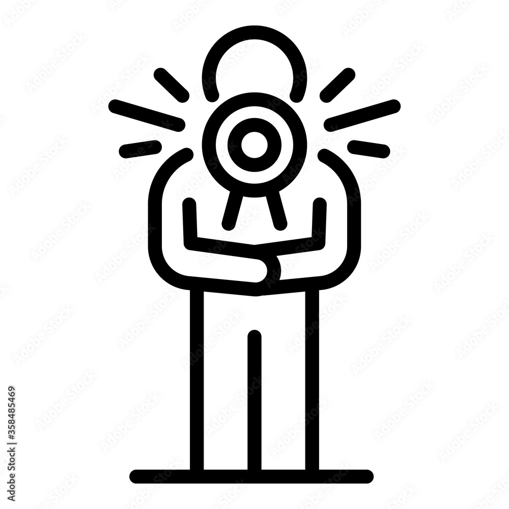 Aufkleber person with a megaphone icon. outline person with a megaphone vector icon for web design isolated on