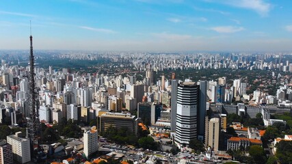 Skyscrapers Buildings TV tower Sao Paulo Brazil aerial view