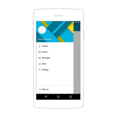 User interface material mobile design template app navigation drawer.
