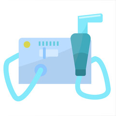 The inhaler is isolated on a white background. Nebulizer for home use. A device for preventing asthma, allergies, and lung obstruction. Medical equipment. Vector illustration in flat style.