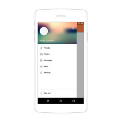 User interface material mobile design template app navigation drawer.
