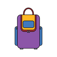 school backpack, color vector illustration in flat style, icon, design, decoration