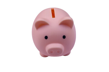Pink piggy bank isolated on white background