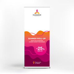 Banner design, roll-up stand for advertising, conferences, seminars, poster template for placing photos and text. Creative background for presentation	
