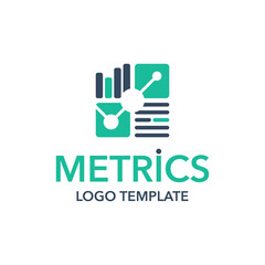 Metrics logo template - business chart data analytics creative flat icon - isolated vector corporate emblem