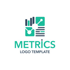 Obraz premium Metrics logo template - business chart data analytics creative flat icon - isolated vector corporate emblem