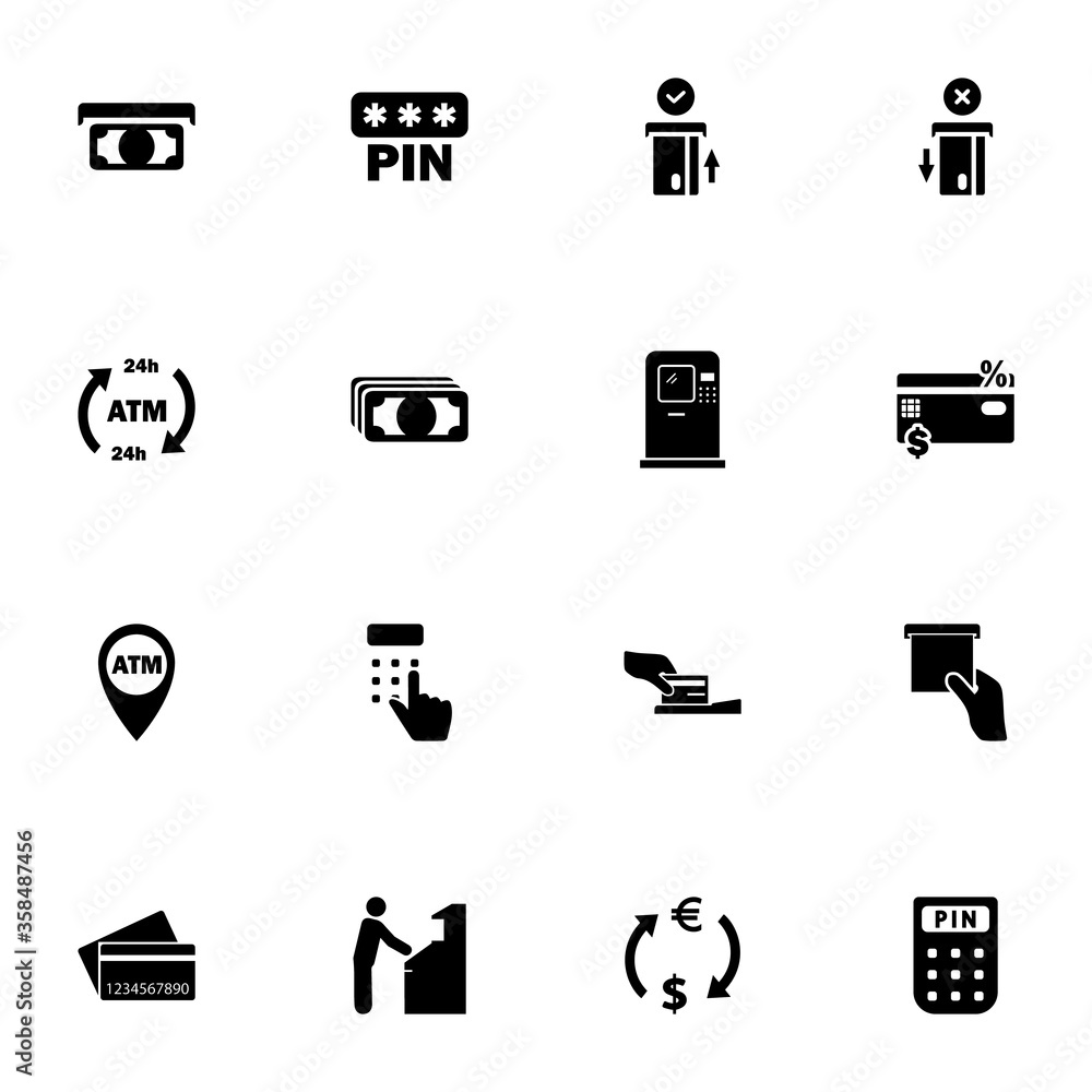 Aufkleber atm icon - expand to any size - change to any colour. perfect flat vector contains such icons as mon