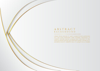 Abstract curve shape luxury design white color clean styel gold metallic