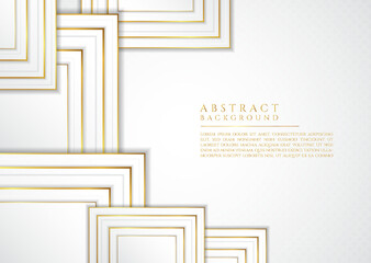 Luxury square overlap shape design white and gold metallic style