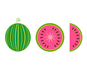 Fresh and juicy whole watermelon and slices