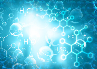Fototapeta na wymiar Atoms structure, molecules background. 3d illustration.