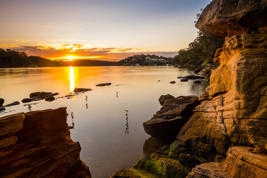 Sunset scape of Georges River and Illawong Village