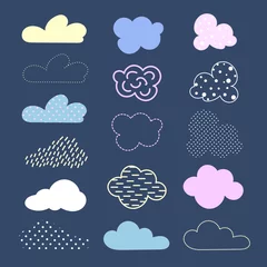 Poster Set of decorative clouds. They are painted with spots, stripes, strokes, peas, dots © Ксения Хомякова