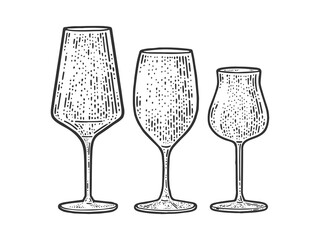 wine glasses sketch raster illustration