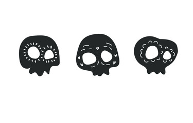 Painted black skulls. Stock vector illustration