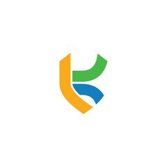 initial letter K logo, line art style design template