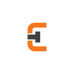 initial letter E logo, line art style design template