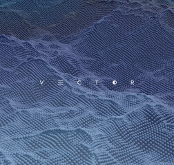 Pattern with stormy waves. Abstract background with dynamic particles. Texture. 3d vector Illustration.