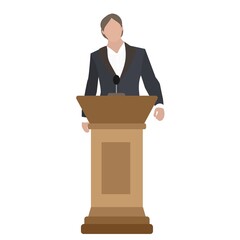 Image of a man behind the podium. Vector image, eps 10
