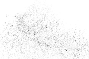 Distressed black texture. Dark grainy texture on white background. Dust overlay textured. Grain noise particles. Rusted white effect. Grunge design elements. Vector illustration, EPS 10.